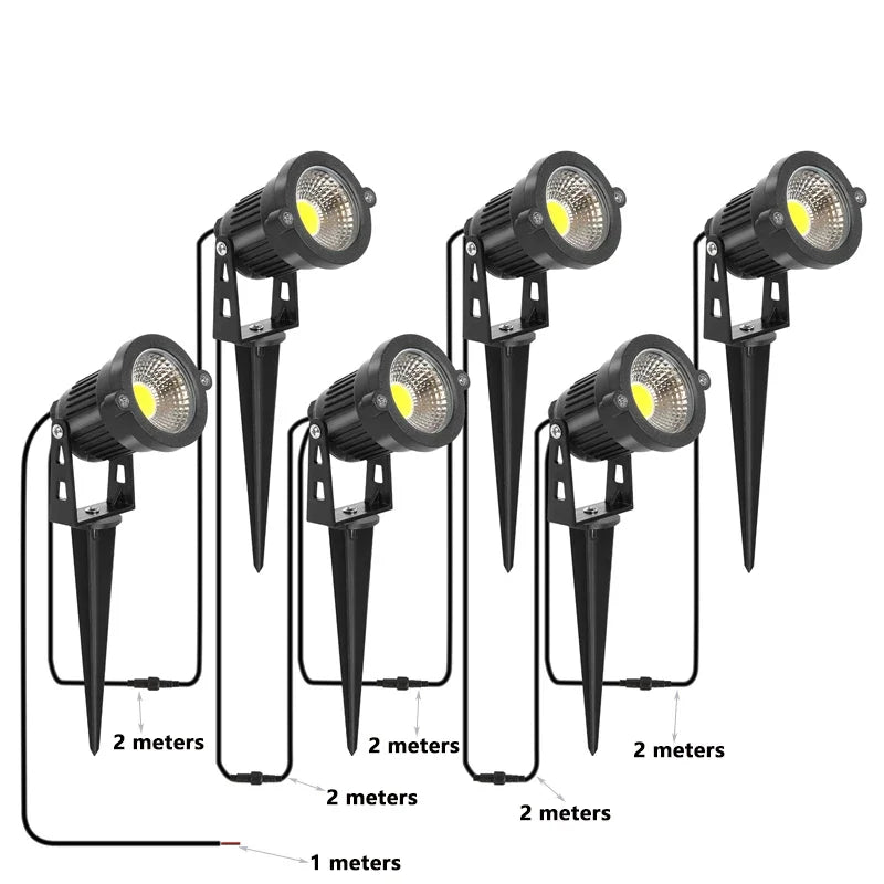 2 Meters removable LED Garden Lights Waterprof Lawn Lamp 220V12V 5W Landscape Spike Bulb IP65 Led Light Garden Path Spotlights