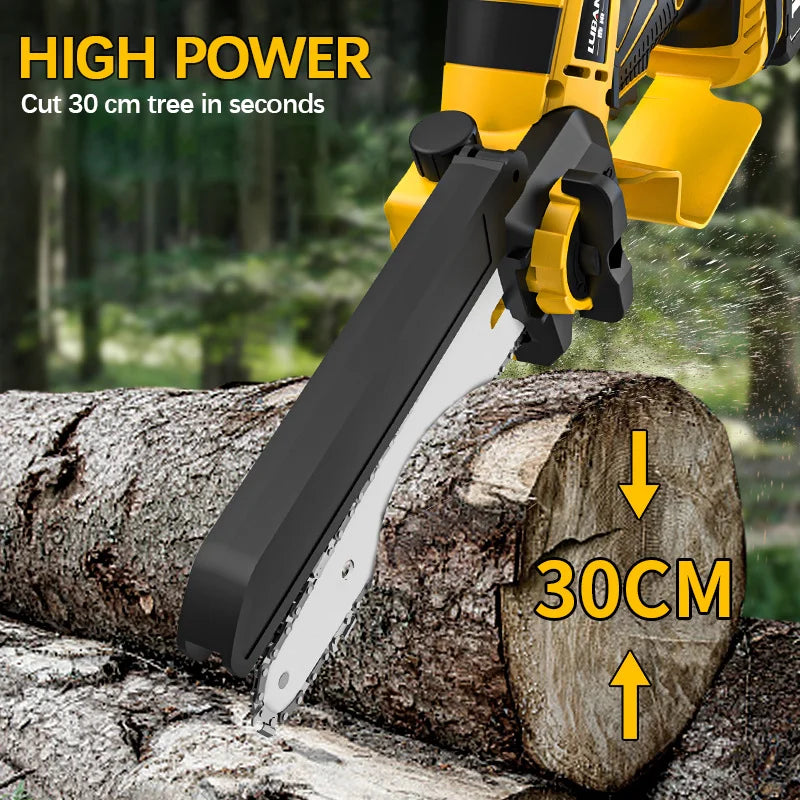 8 Inch 1380W Brushless Yellow Electric Chain Saw Professional Garden Pruning Saw Power Tool For Dewalt 20V Battery Pin