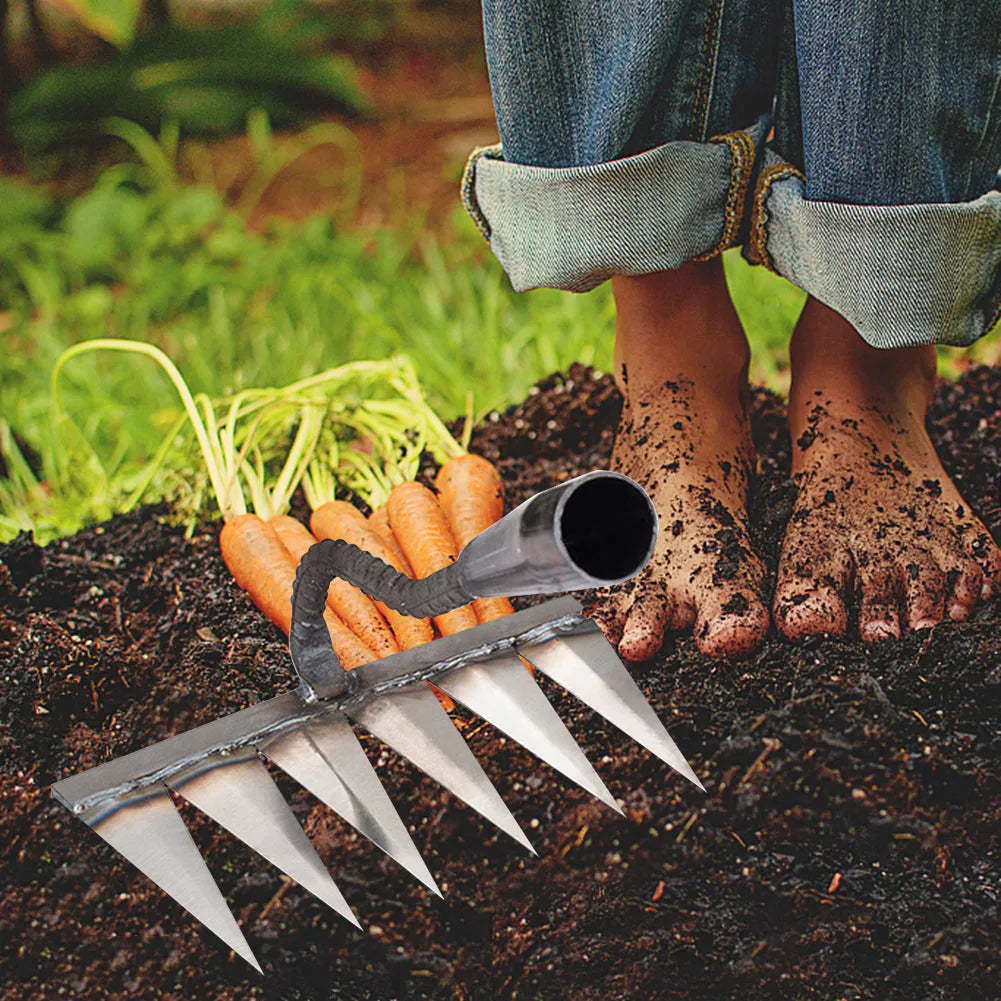 Tooth Nail Harrow Sharp Weeding Scarifier Steel Garden Hand Rake Tool  Gardening Weeding Rake Agricultural Tools